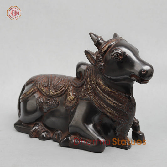 Brass Nandi seated Fine, Royal Black with Red Hues Finish 11”