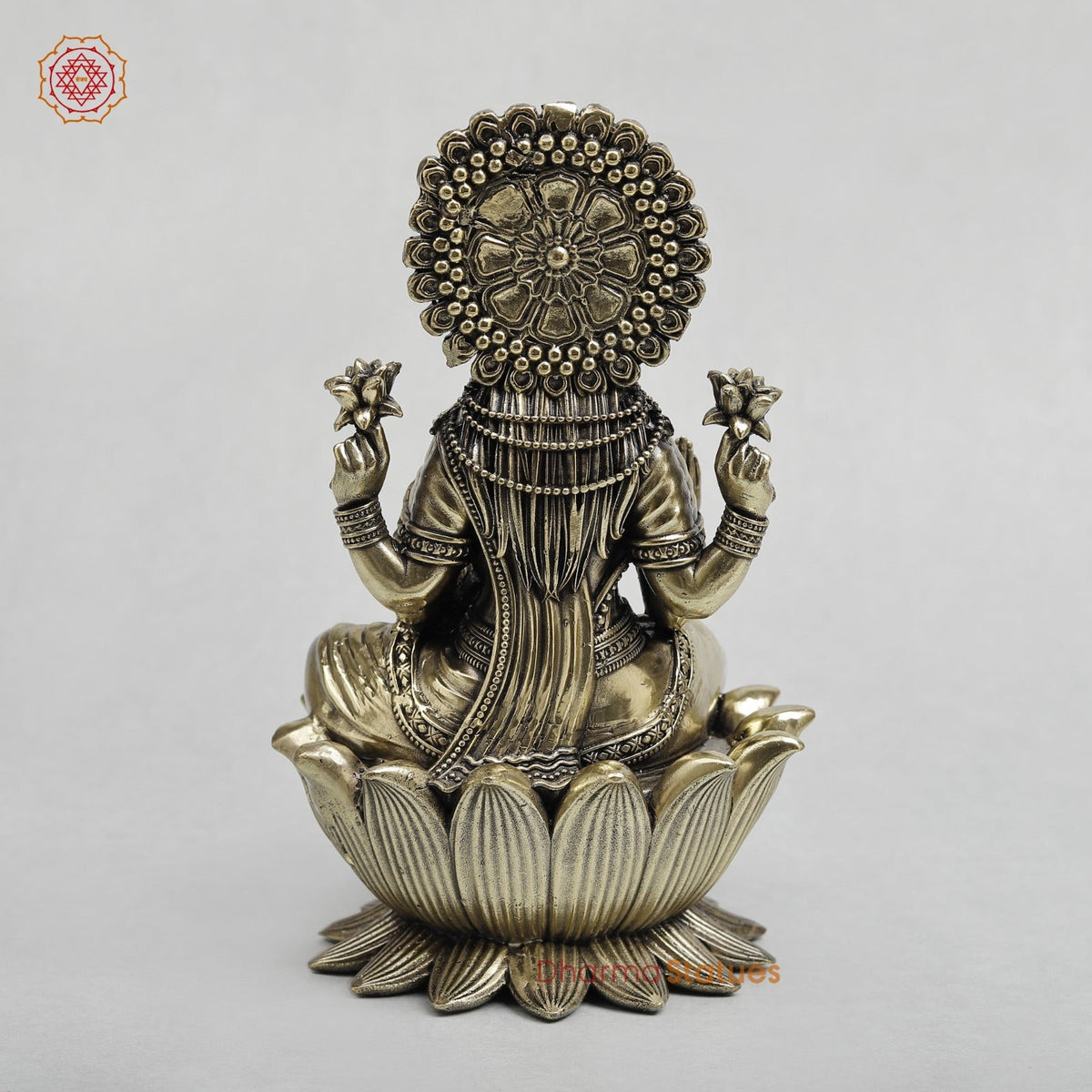 Brass Lakshmi Seated on Lotus Fine 7.5”