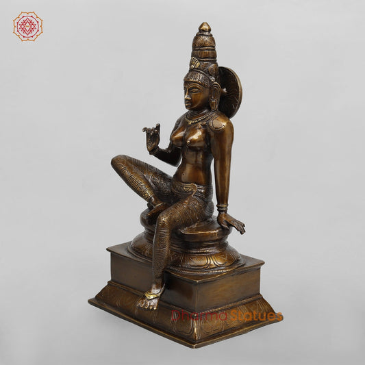 Brass Parwati (Uma) Seated, Copper Finish 13”