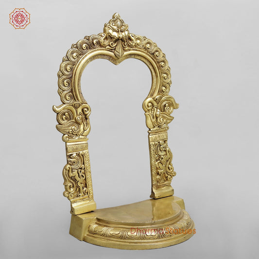 Brass Aasan with Arch For idols, Speacial Gold finish 18”