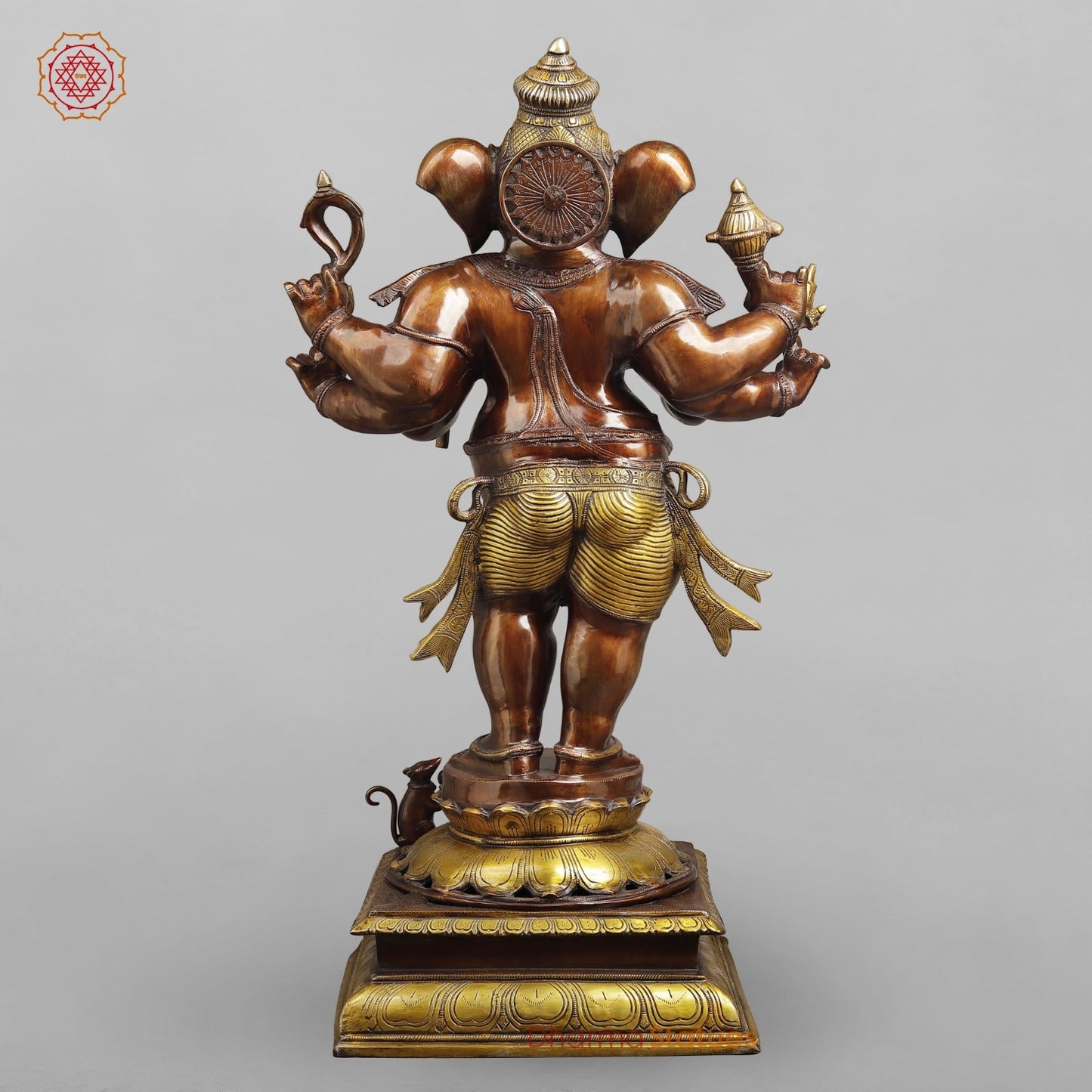 Brass Ganesh Standing Fine, Copper and Gold Finish 36”
