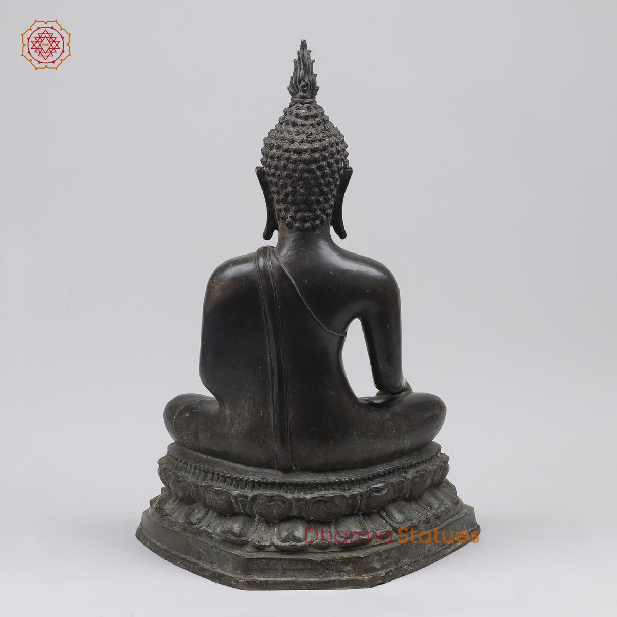 Bronze Thai Style Buddha seated Sakyamuni Fine, Black Antique finish 21” Origin - Nakhon Pathom, Thailand