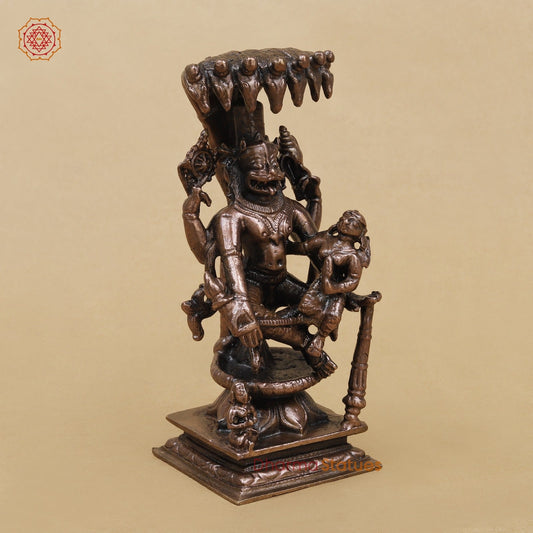 Copper Narsimha Lakshmi with Snake 5”