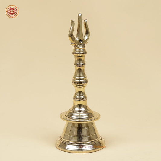 Bronze Trishul Hand Bell Fine, Smooth Finish 10”
