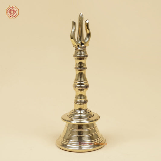 Bronze Trishul Hand Bell Fine, Smooth Finish 9”