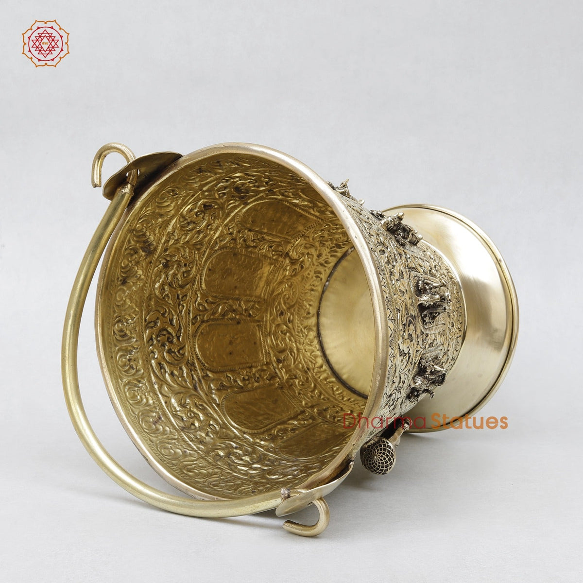 Brass Auspicious Dasavtar Bucket (Balti) for Pooja, Fine Smooth finish 10”