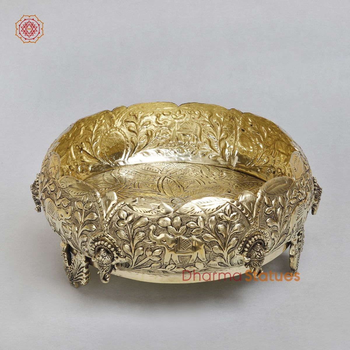 Brass Auspicious Ganesh Urli Bowl Fine 9”