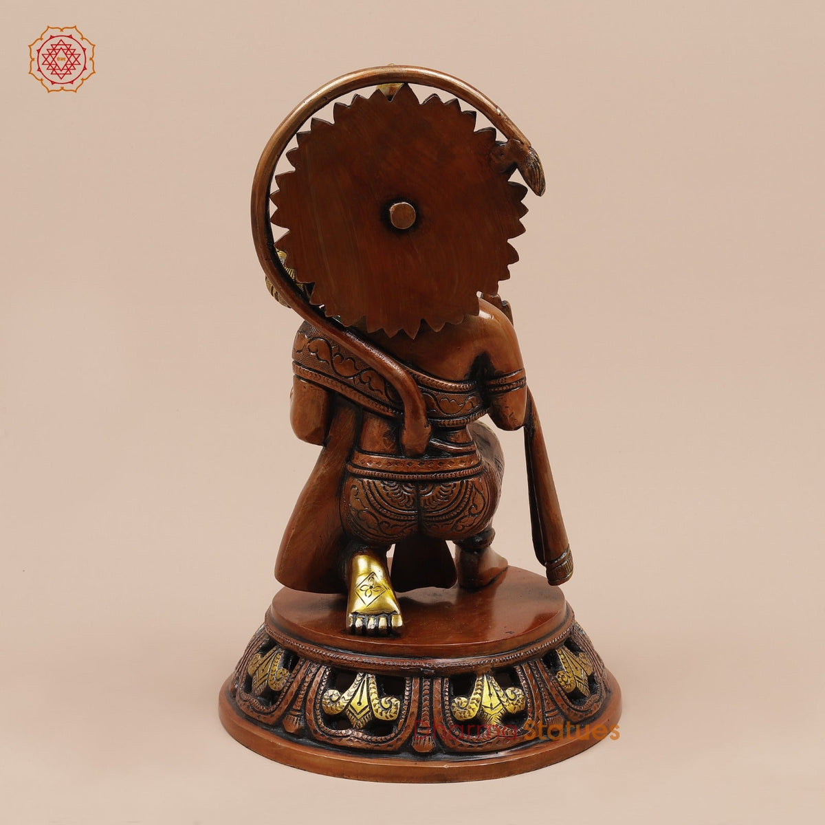 Brass Hanuman Ji seated Fine, Red Copper Finish 11”