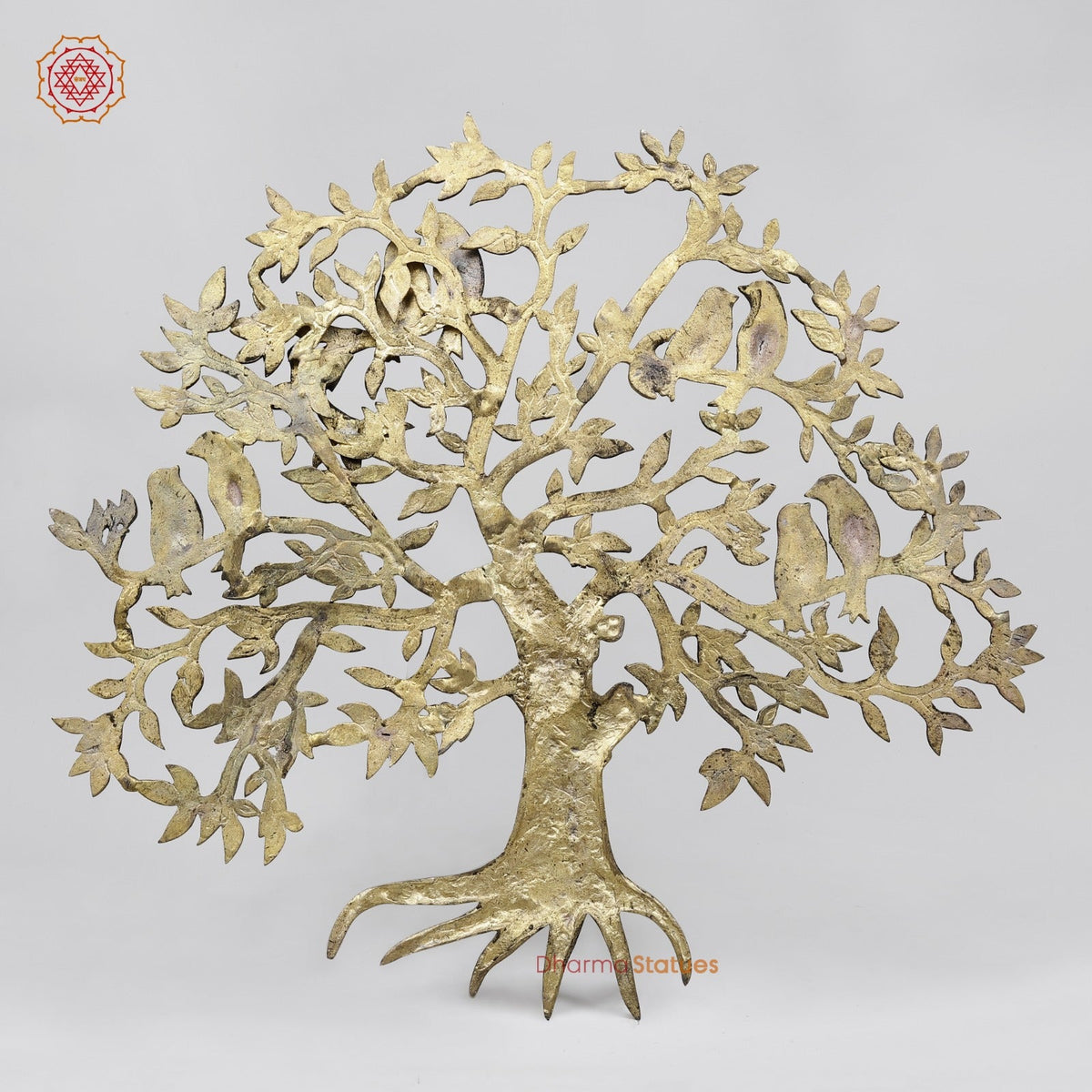 Brass Kalprvriksh with Birds fine, Smooth Finish 23”