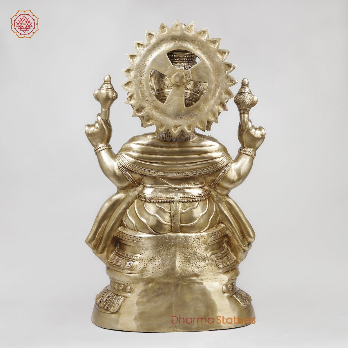 Brass Auspicious Ganesh Seated Fine, Gold Finish 35”