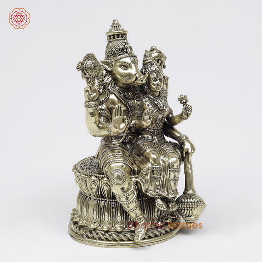 Brass Hayagriva Seated With Lakshmi Fine 6”