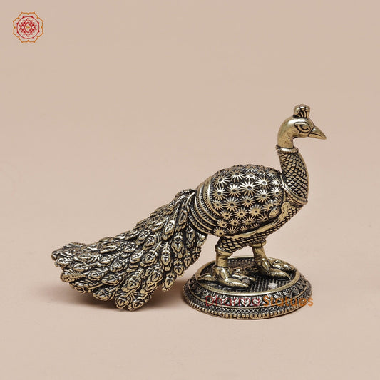 Brass Peacock Standing Fine 2”