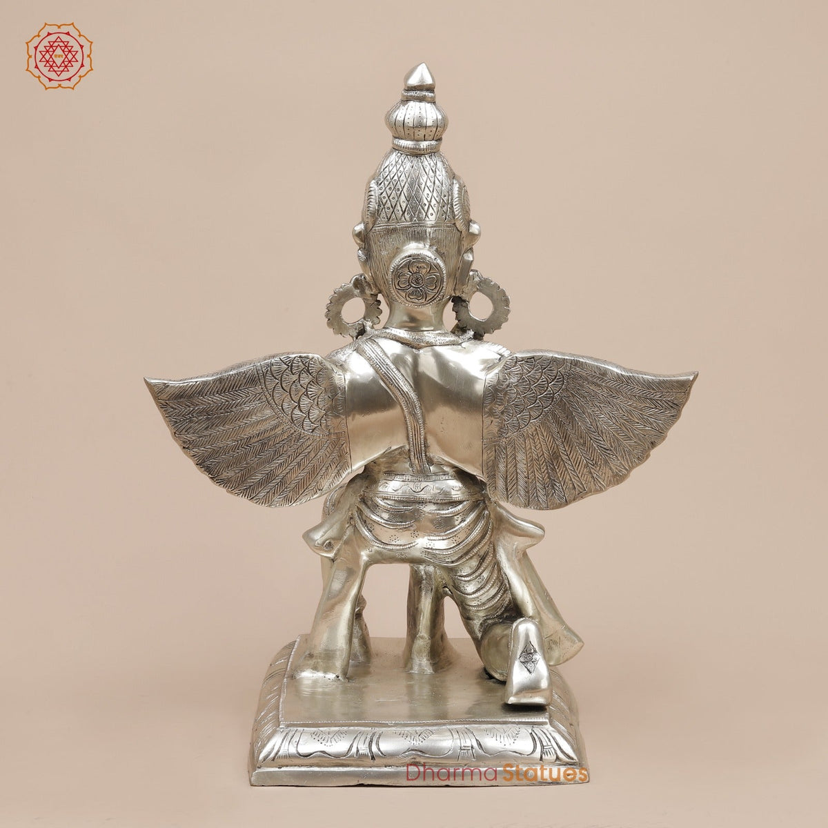 Brass Garuda Seated Fine, Silver Coated 20”