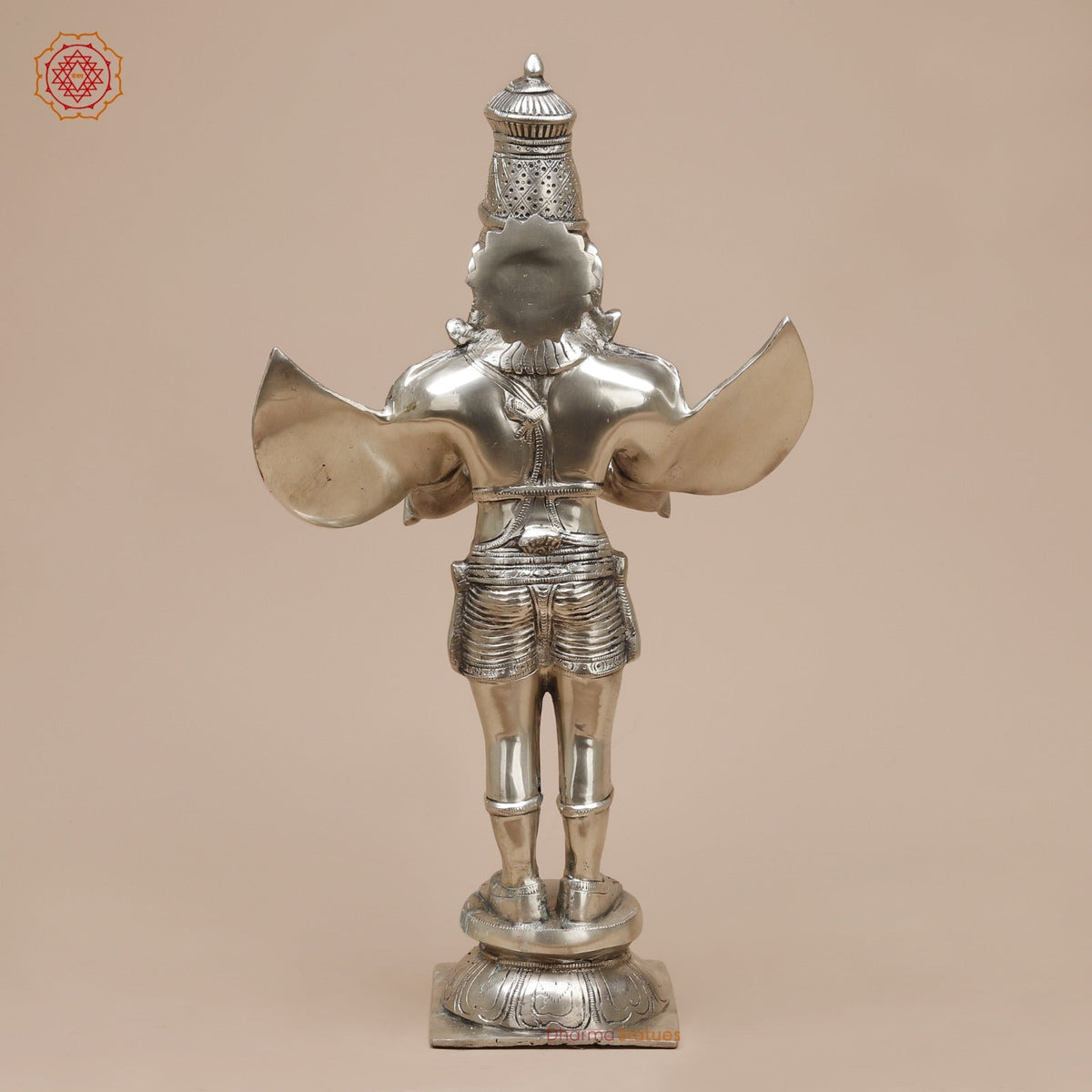 Brass Garuda Standing Fine, Silver Coated 22”