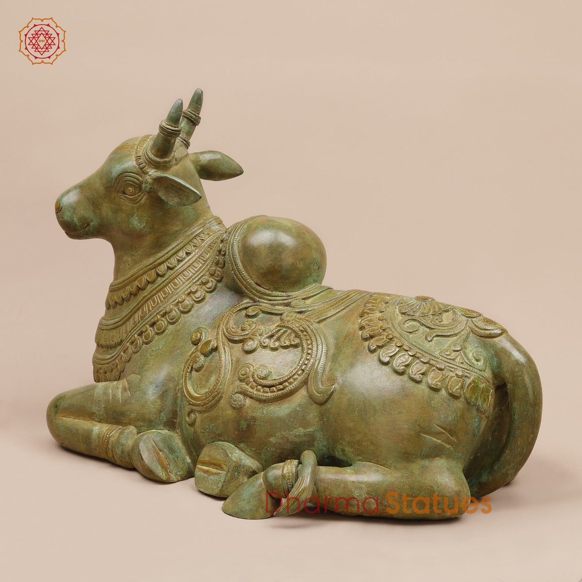 Brass Nandi Seated Fine, Natural Green Patina 17”