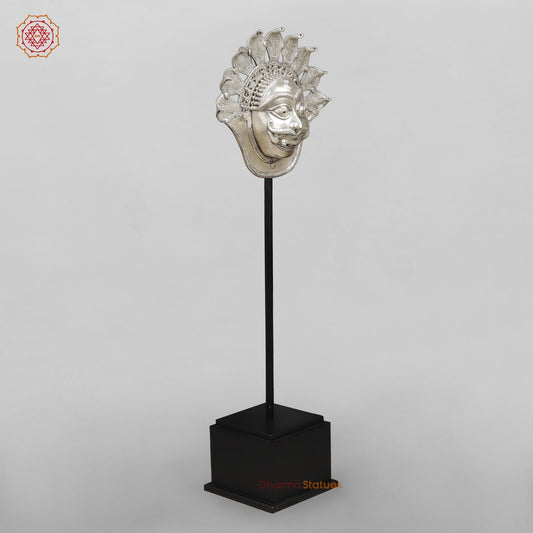 Brass Shiva Head and Lady bust fine With Wooden Base For home Decor, Silver finish 55”