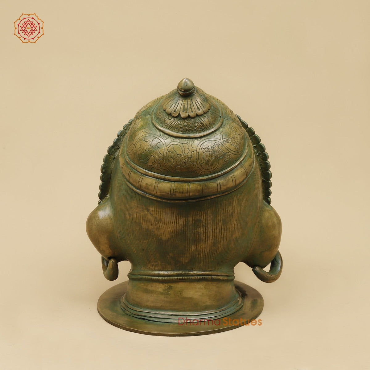 Brass Vintage Hanuman Head Fine, Antique Patina Finish 14”