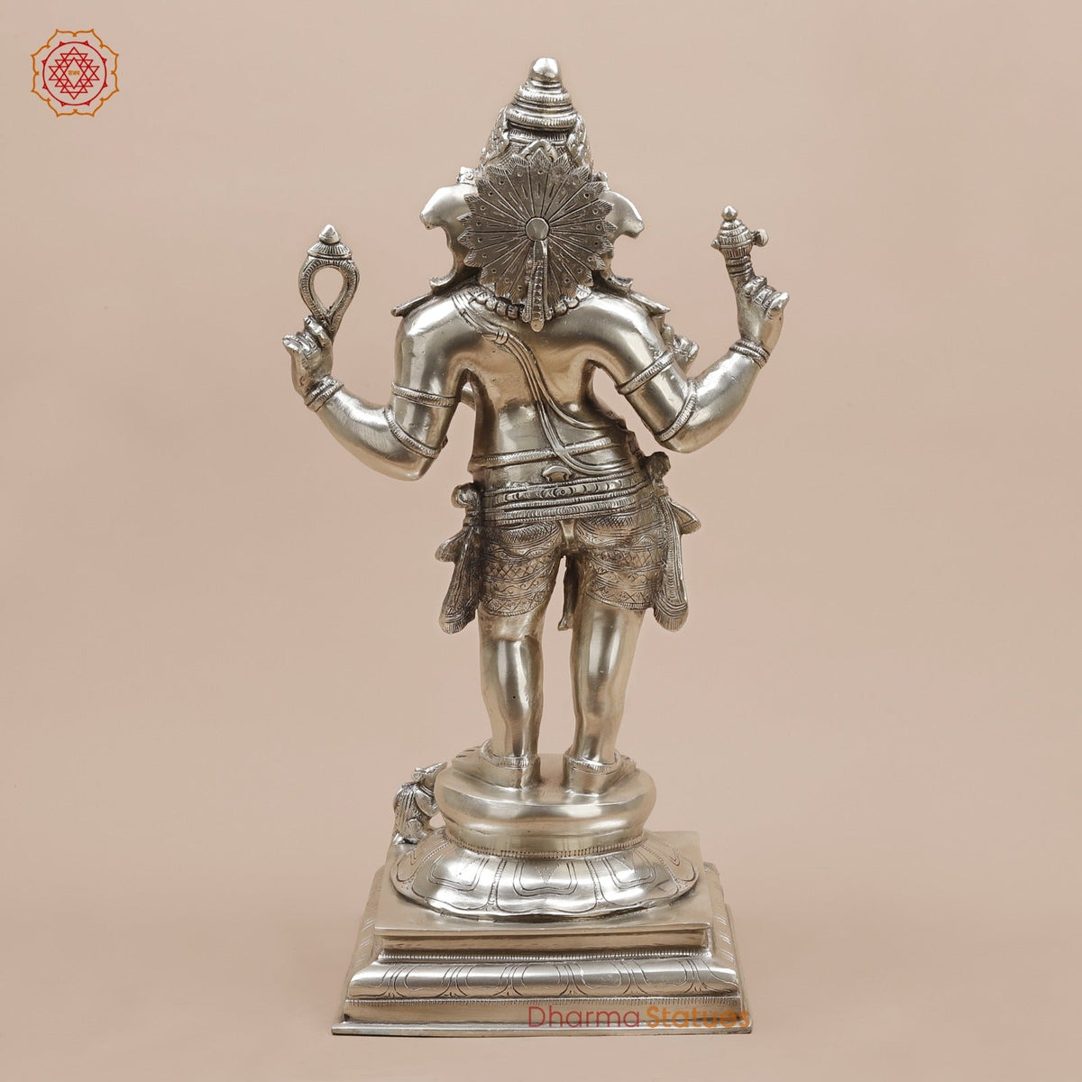 Brass Ganesh Standing Fine, Silver Coated 19”