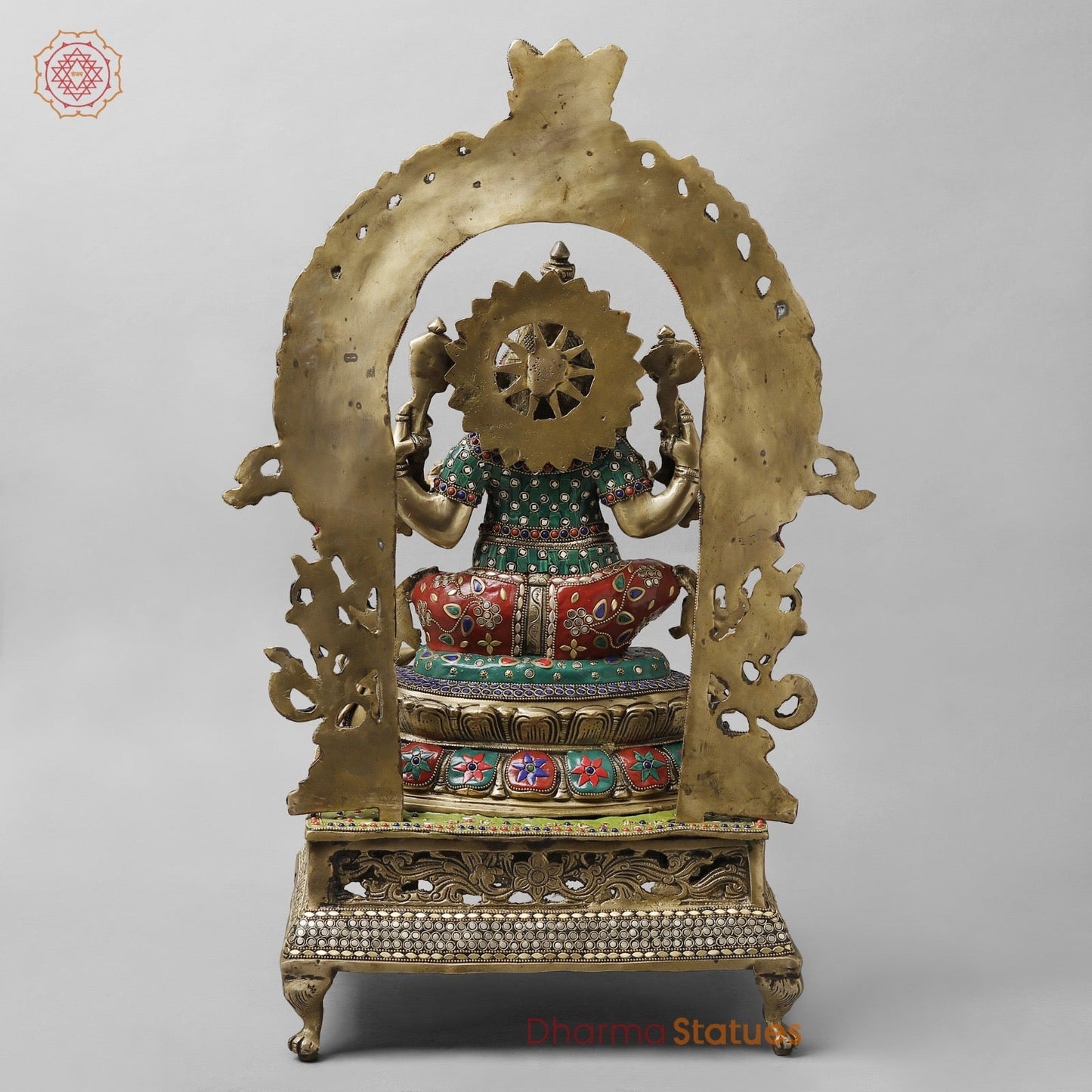 Brass Lord Ganesha on Royal Throne Stone Studded 26.5”