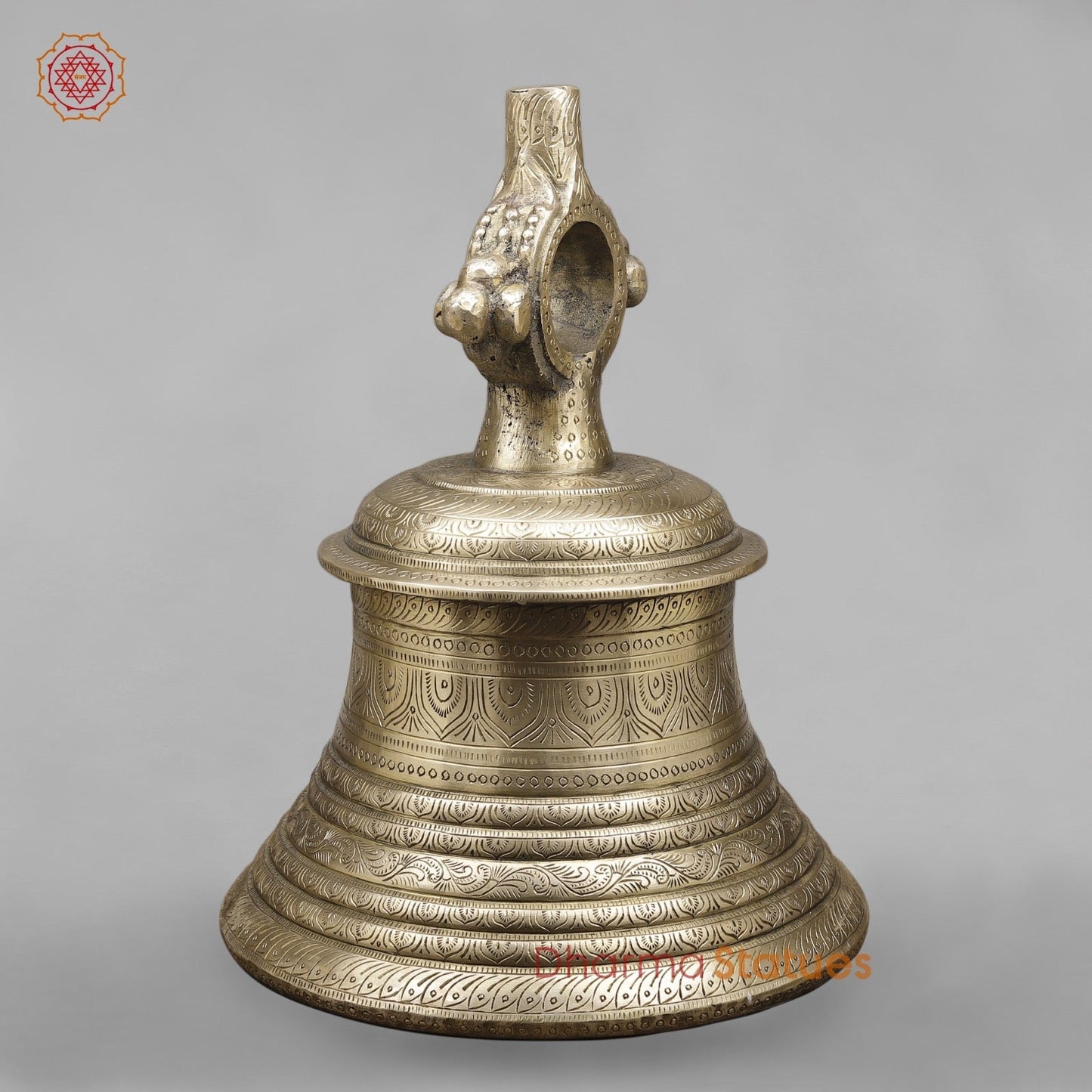 Brass Majestic Bell Hanging With Fine Carving 23”