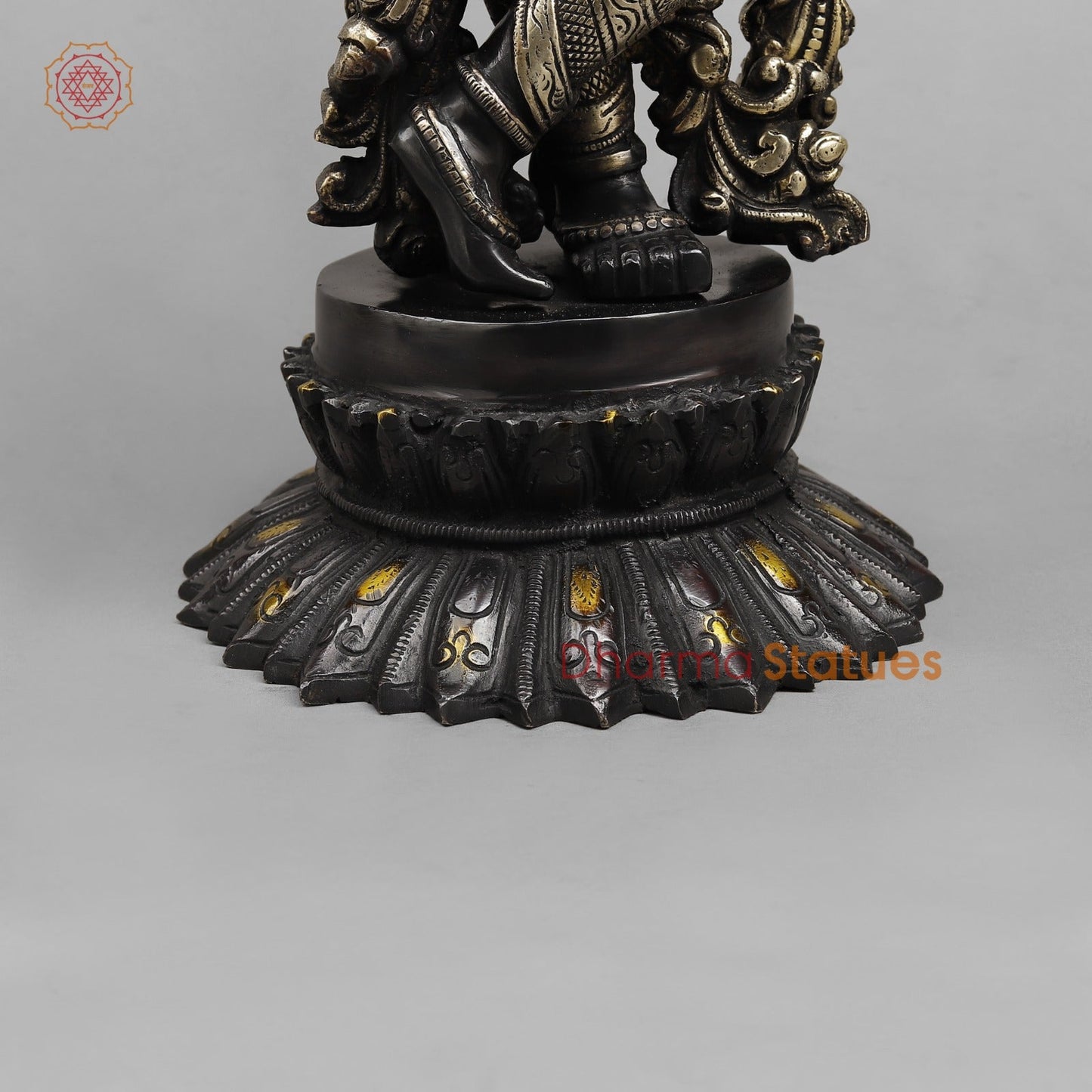 Brass Krishna Standing On Blooming lotus Pedestal 22.5”
