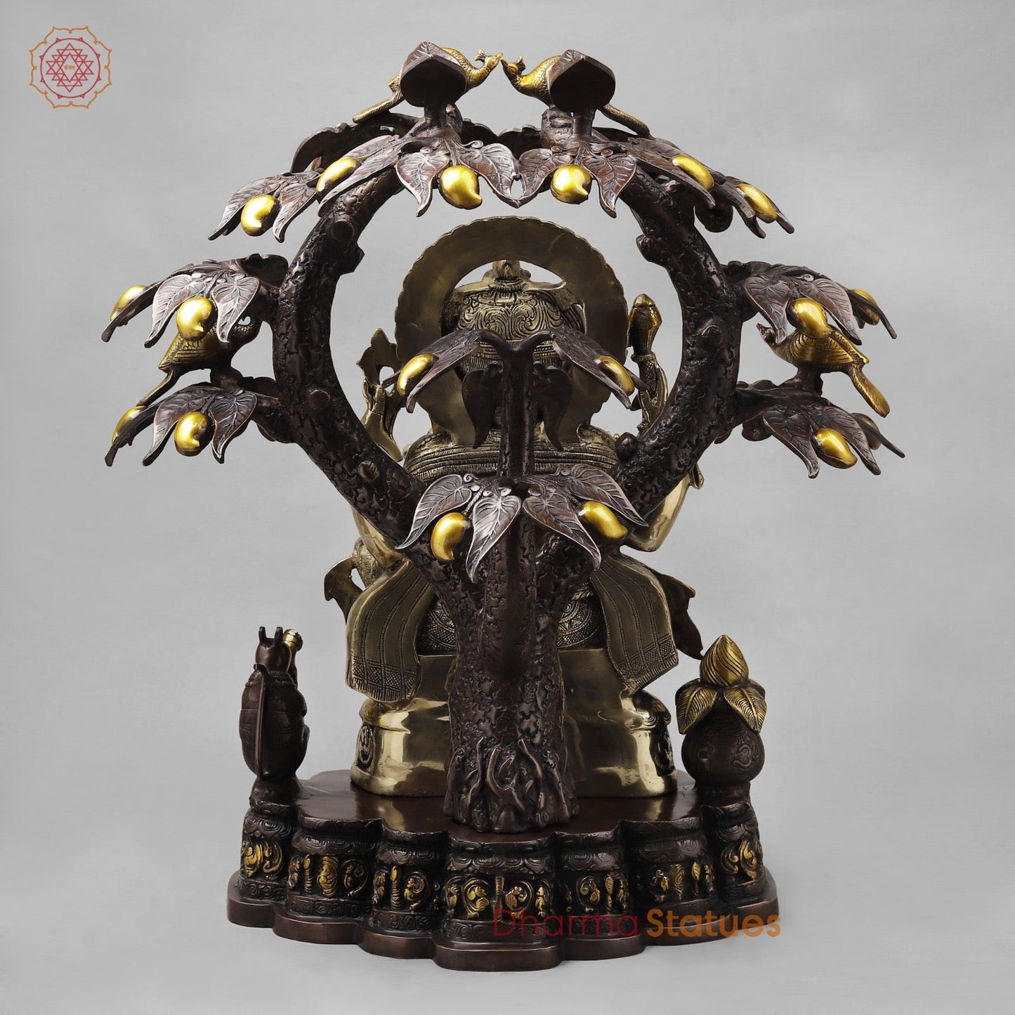Brass Ganesh Seated Under Tree , Royal Brown & Smooth Finish 29”