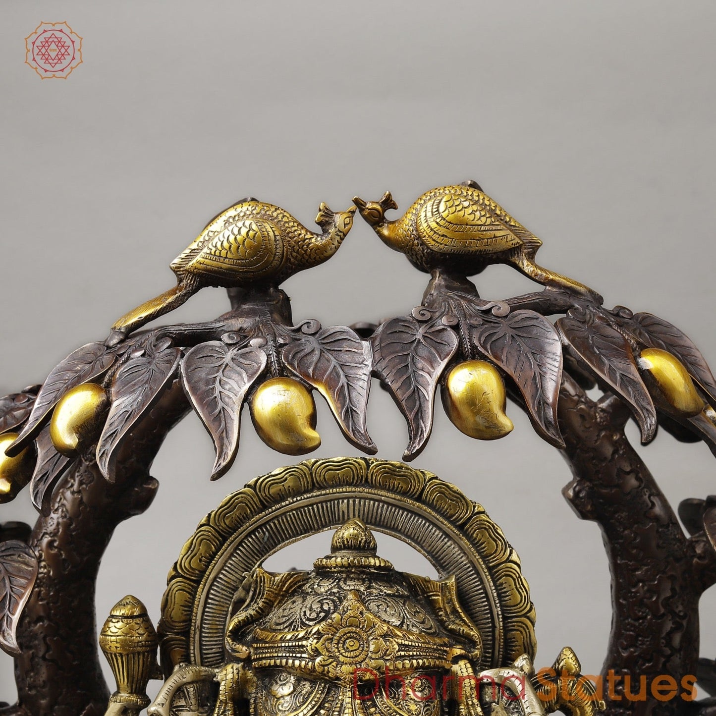 Brass Ganesh Seated Under Tree , Royal Brown & Smooth Finish 29”
