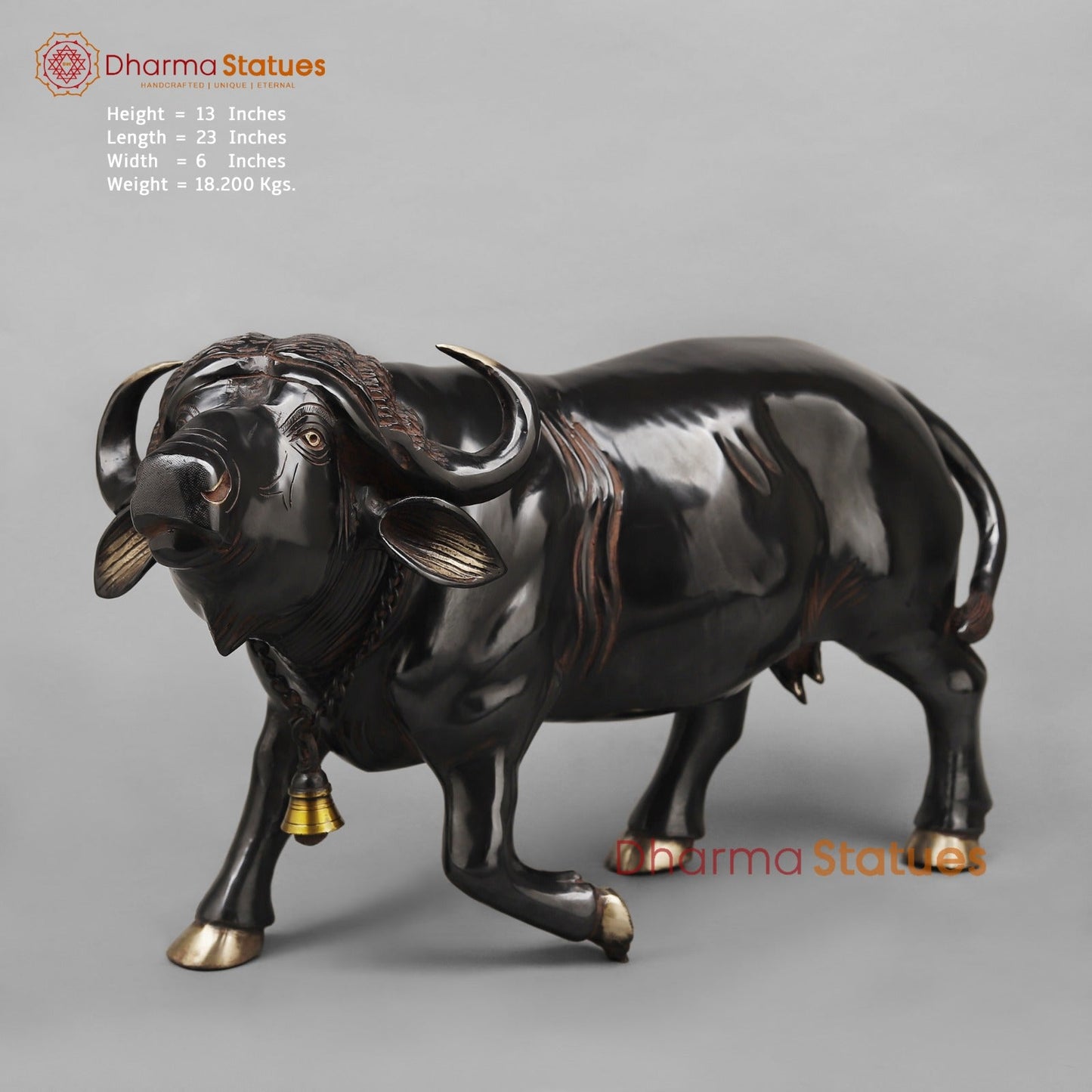 Brass Standing Buffalo, Deep Black finish 23”