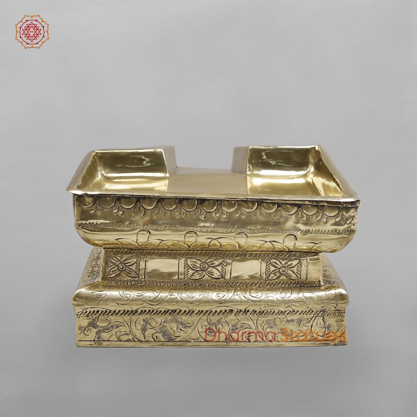 Brass Abhishekam Patra, Brass Finish 12” x 12”