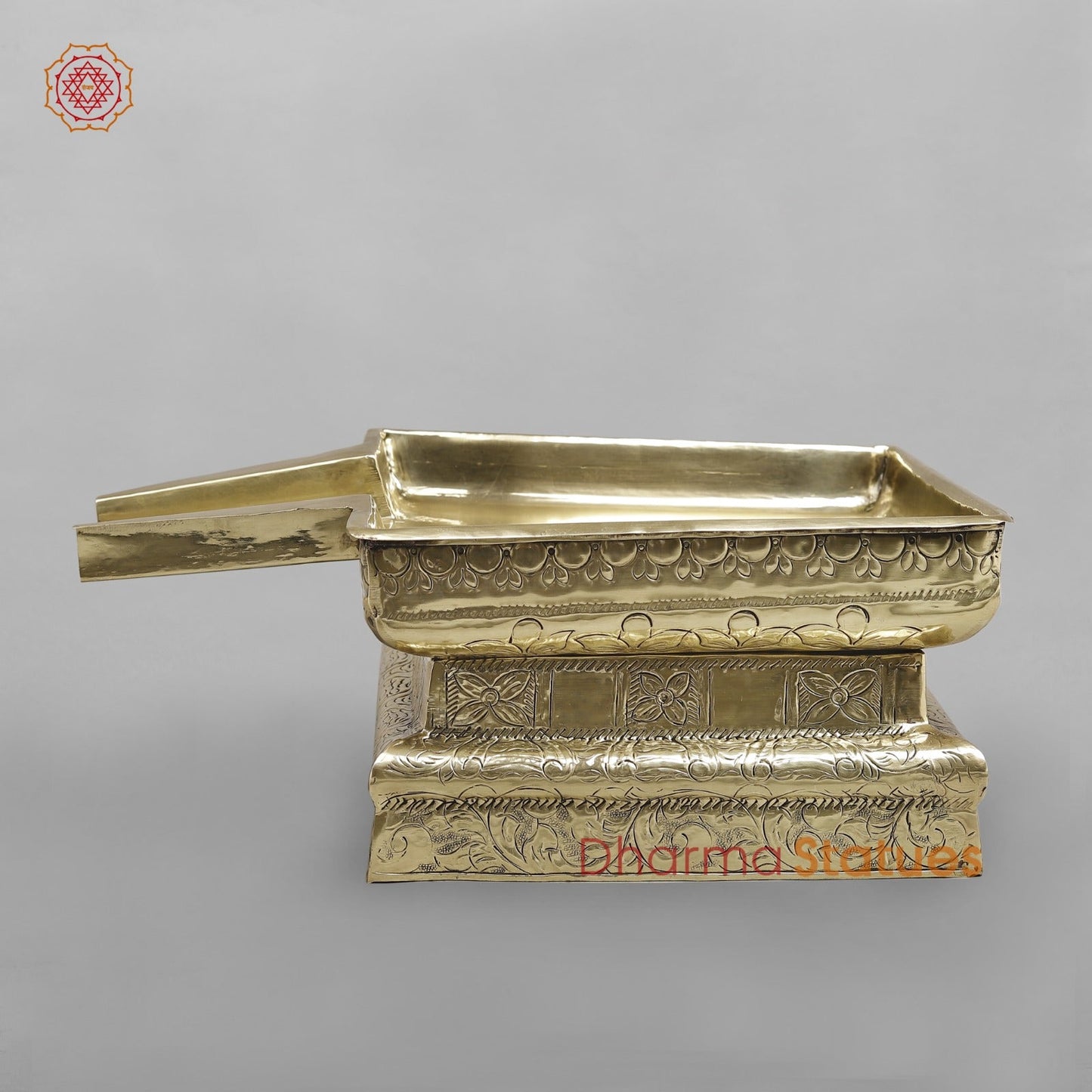 Brass Abhishekam Patra, Brass Finish 12” x 12”