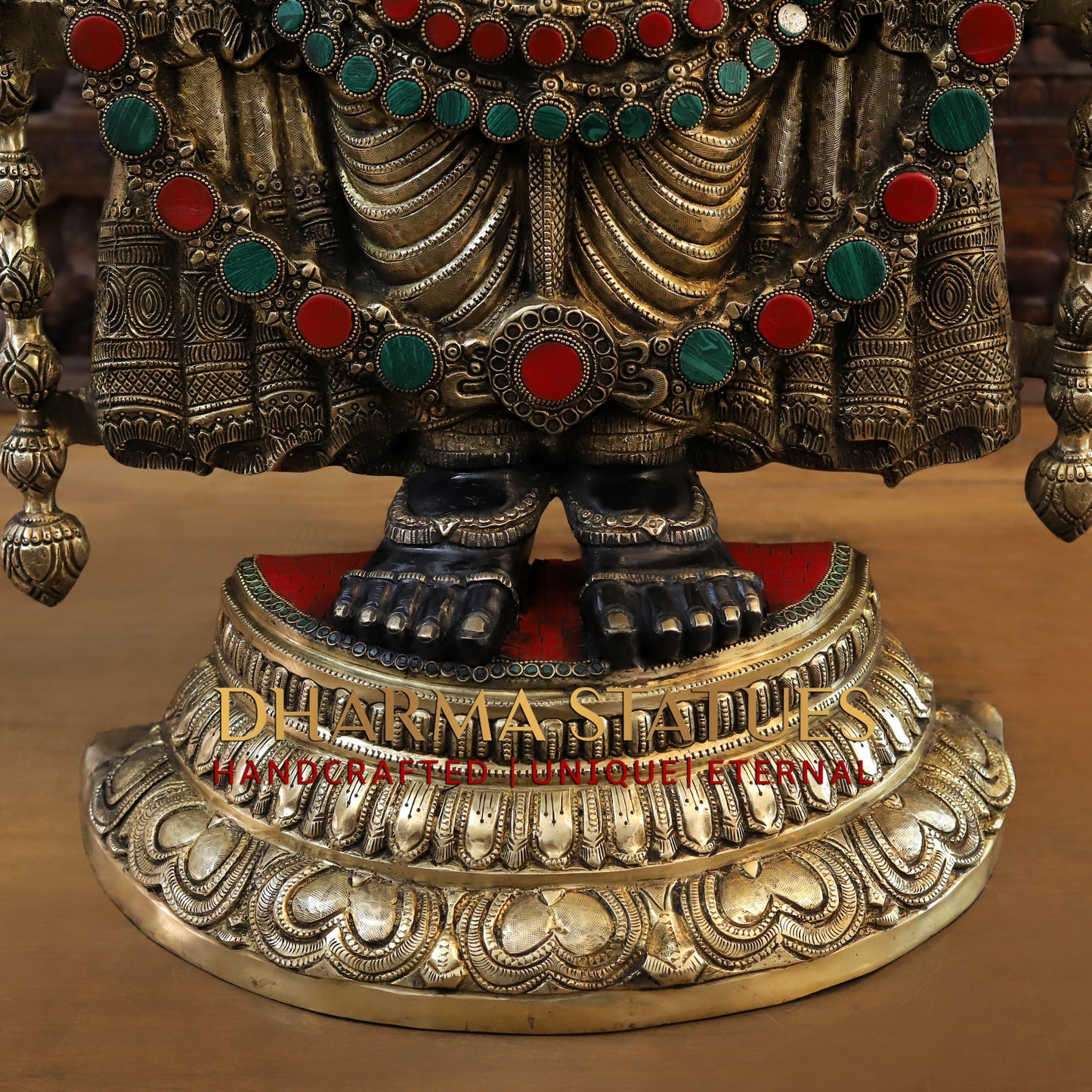 Brass Tirupati Balaji, Stonework with Black Patina & Golden Finish, 47"