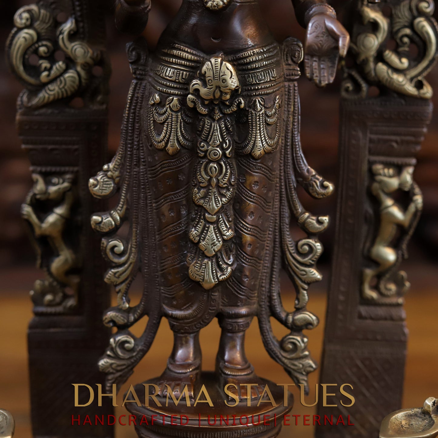 Brass Lakshmi Standing Blessing Position, Copper & Gold Finish, 16.5"