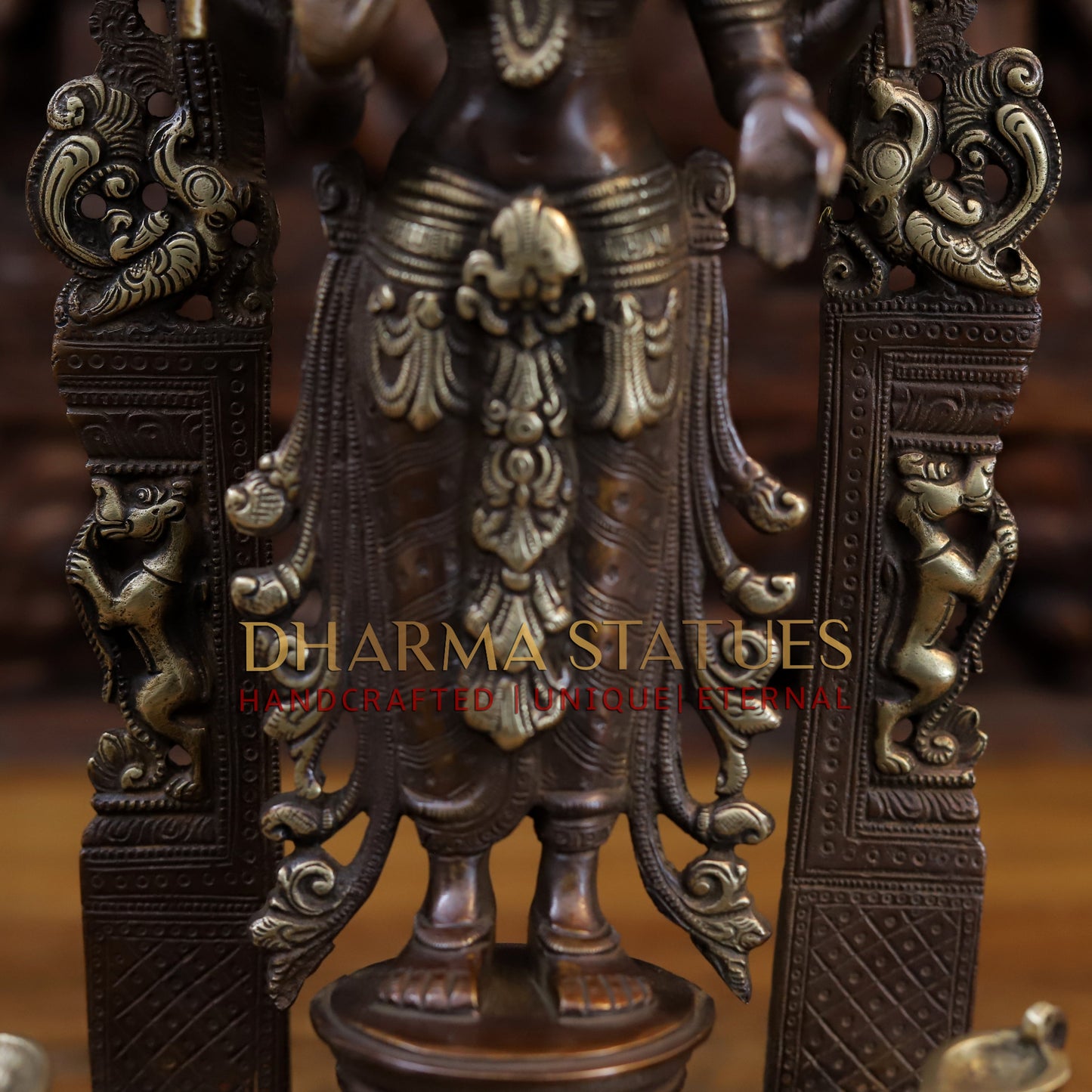 Brass Lakshmi Standing Blessing Position, Copper & Gold Finish, 16.5"