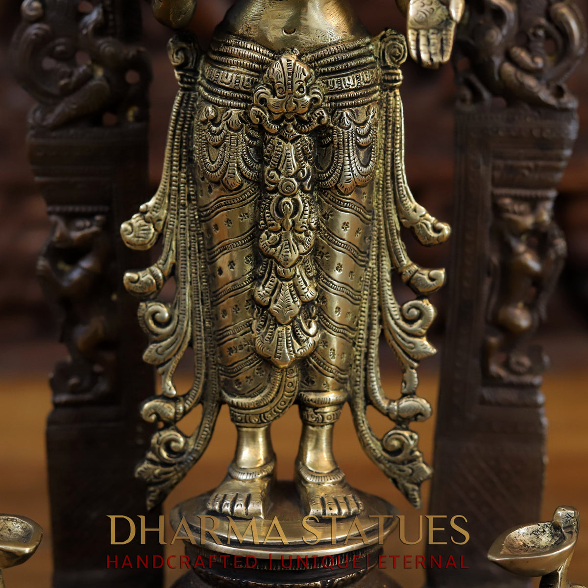 Brass Lakshmi Standing Blessing Position, Copper & Gold Finish, 16"