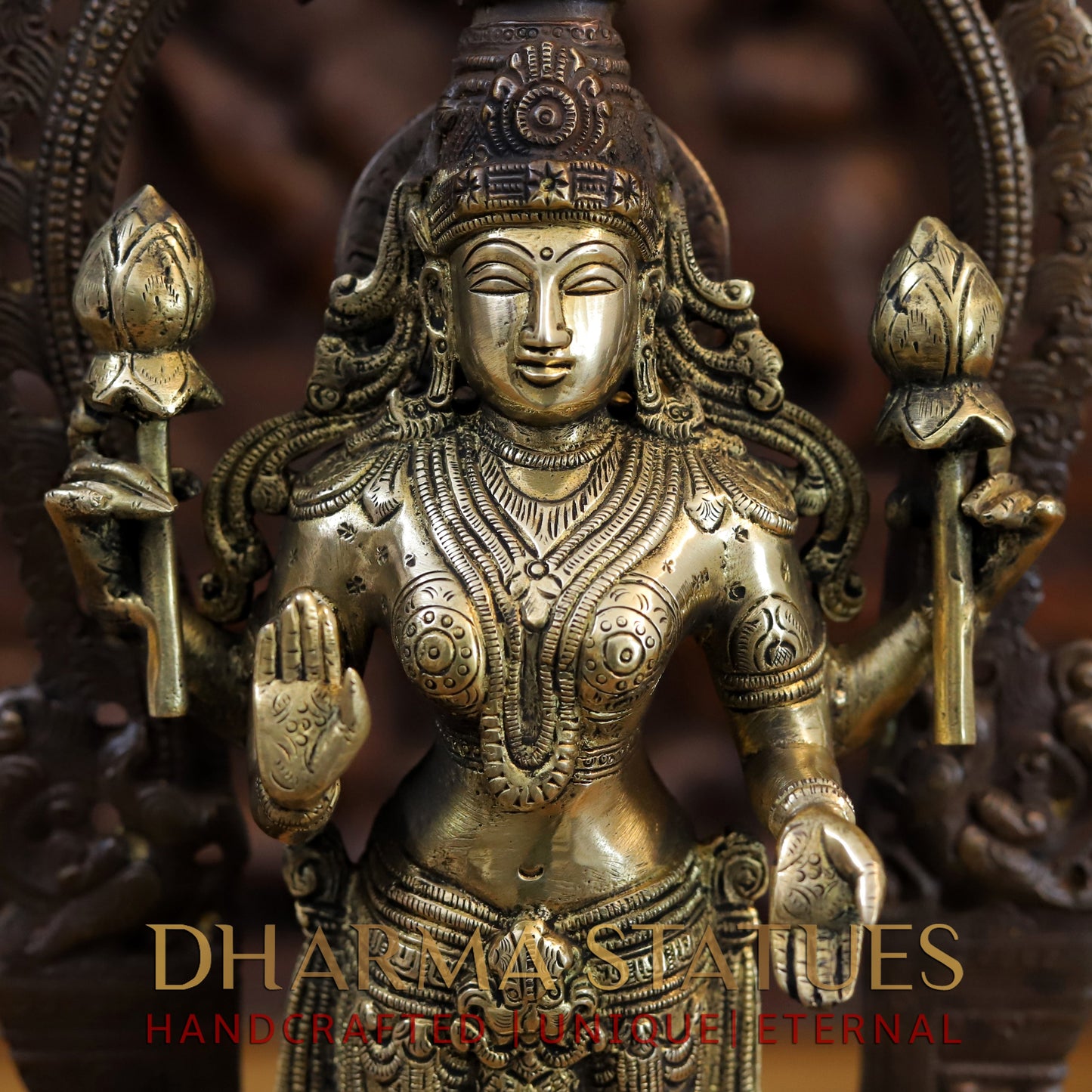 Brass Lakshmi Standing Blessing Position, Copper & Gold Finish, 16"
