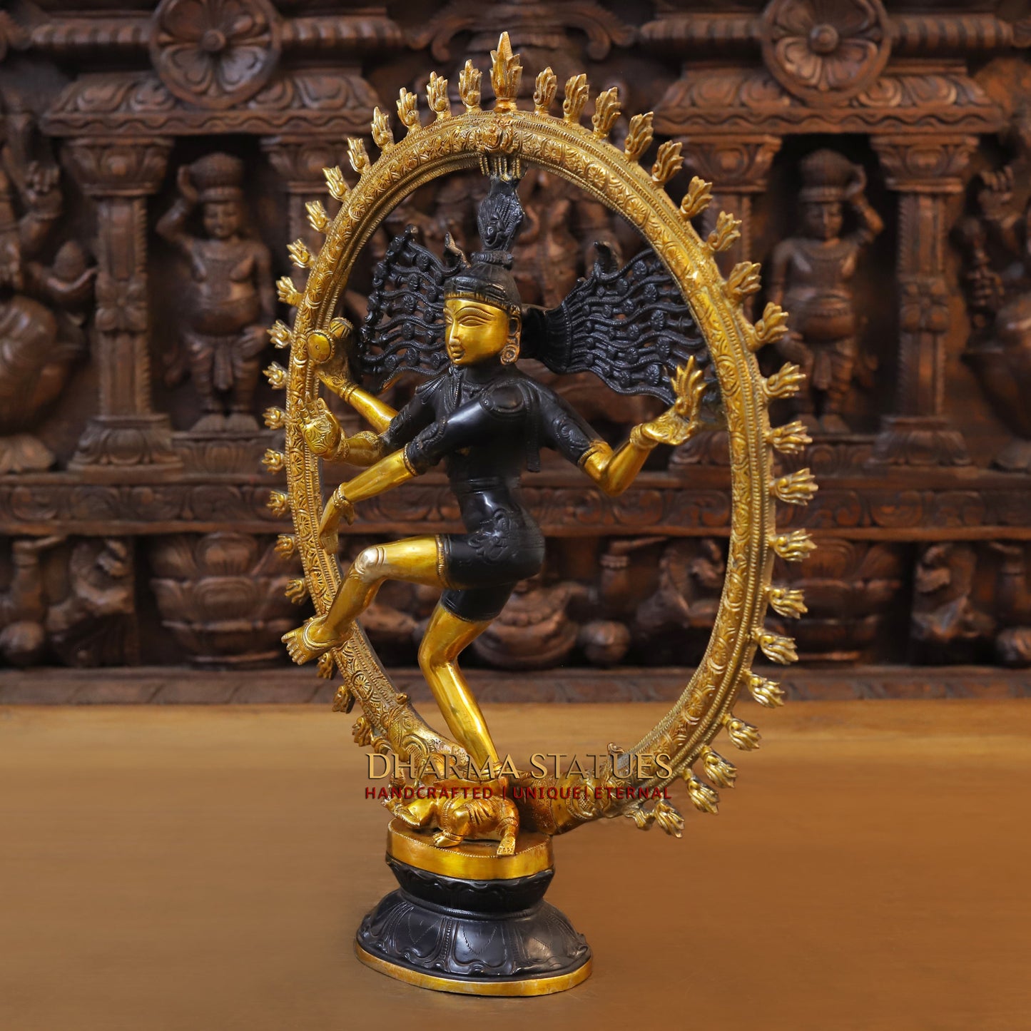 Brass Nataraja, Dancing Shiva, Copper & Golden Finish, 19"