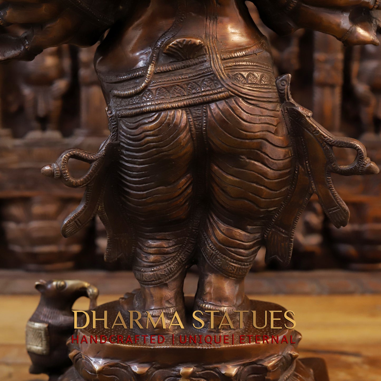 Brass Ganesh with Sixteen Armed, Copper & Golden Finish, 23"