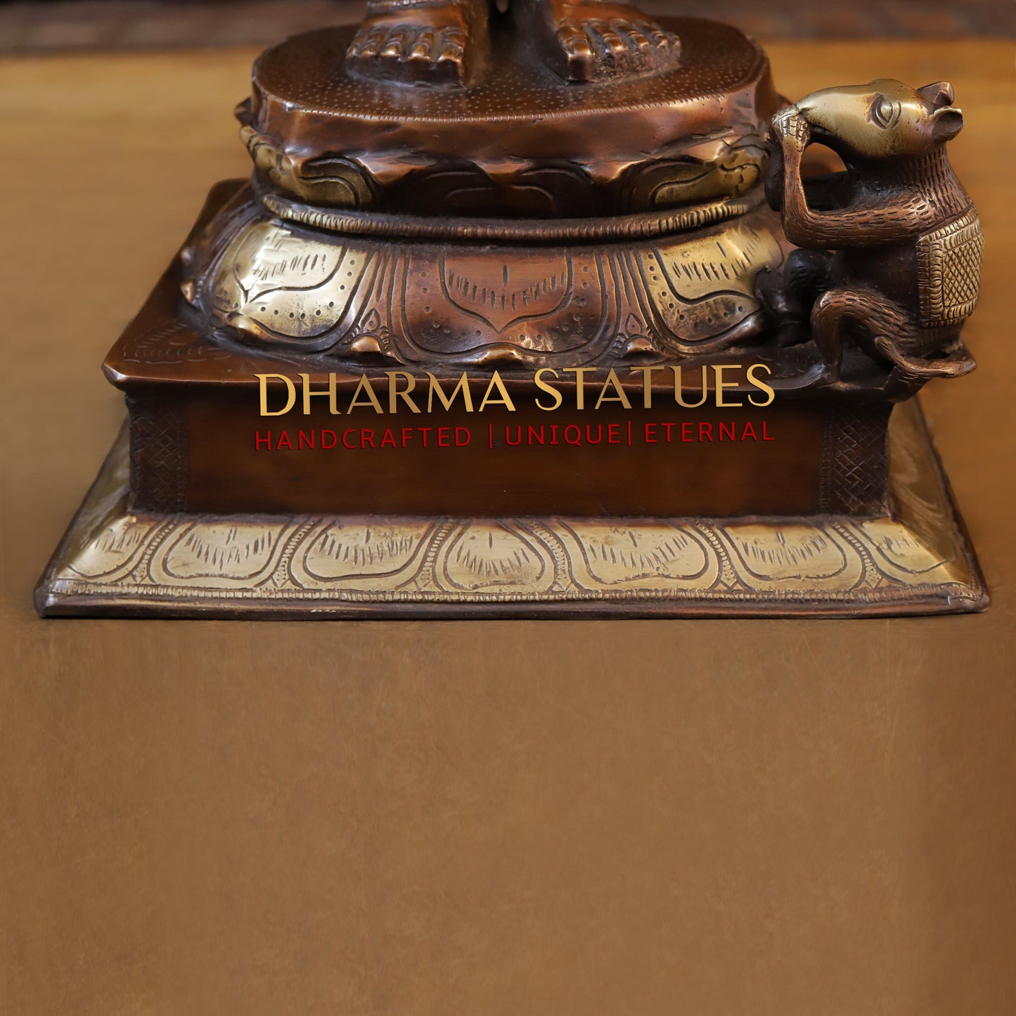 Brass Ganesh with Sixteen Armed, Copper & Golden Finish, 23"