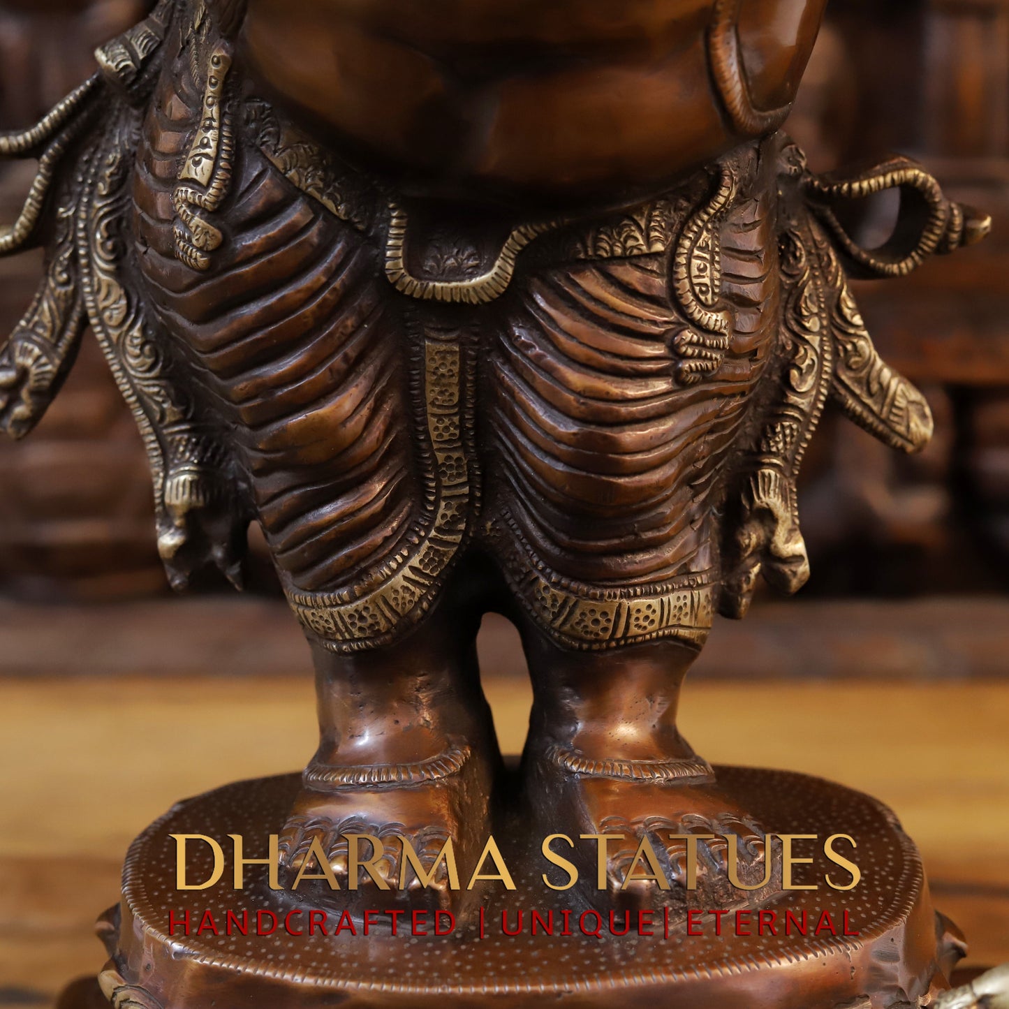 Brass Ganesh with Sixteen Armed, Copper & Golden Finish, 23"
