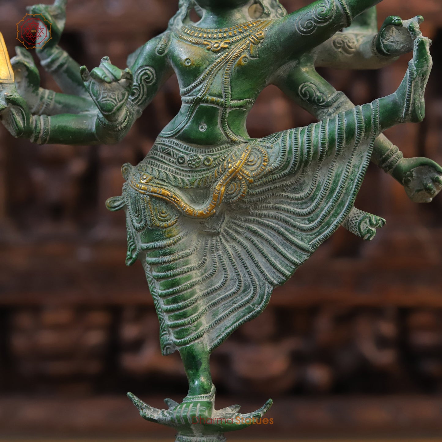 Brass Dancing Nataraja Statue, Green Patina, 12"