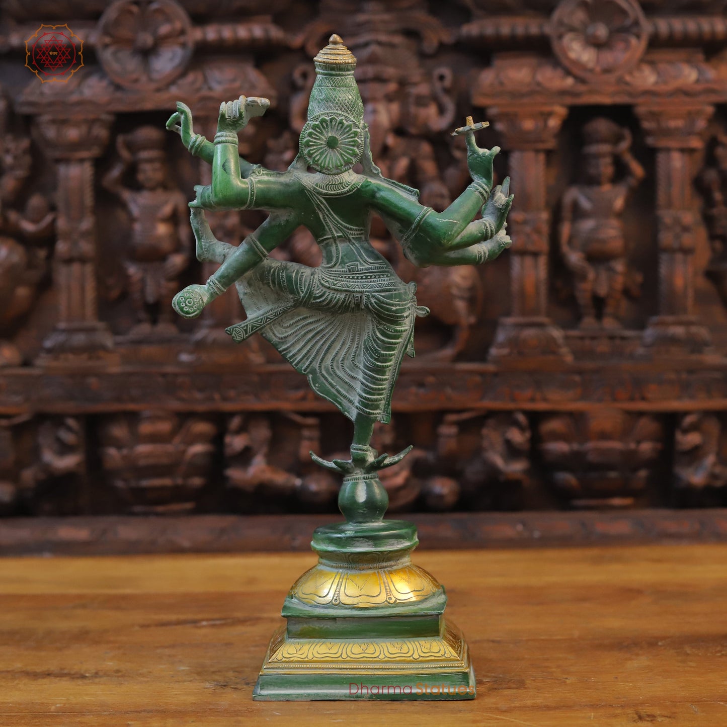 Brass Dancing Nataraja Statue, Green Patina, 12"