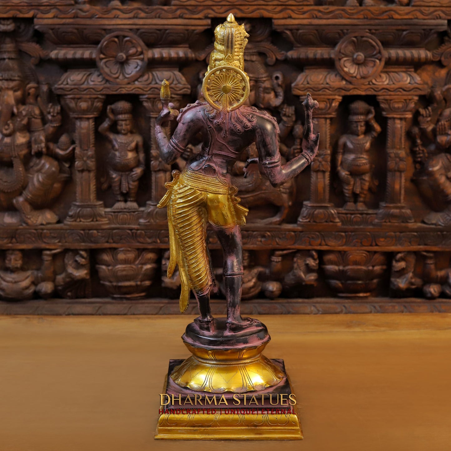 Brass Ardhanarishvara, Black-Golden Finish with Purple Hues , 23.5"