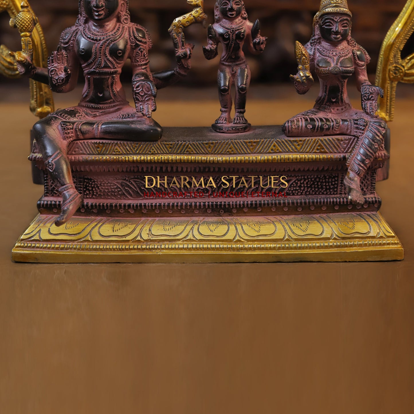 Brass Somaskandar Panchaloha with Frame, Purple & Golden Finish, 11"
