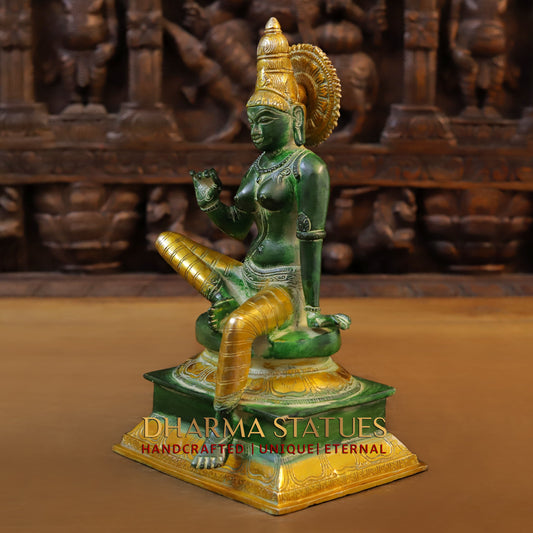 Brass Uma, Green Patina & Golden Finish, 12.5"