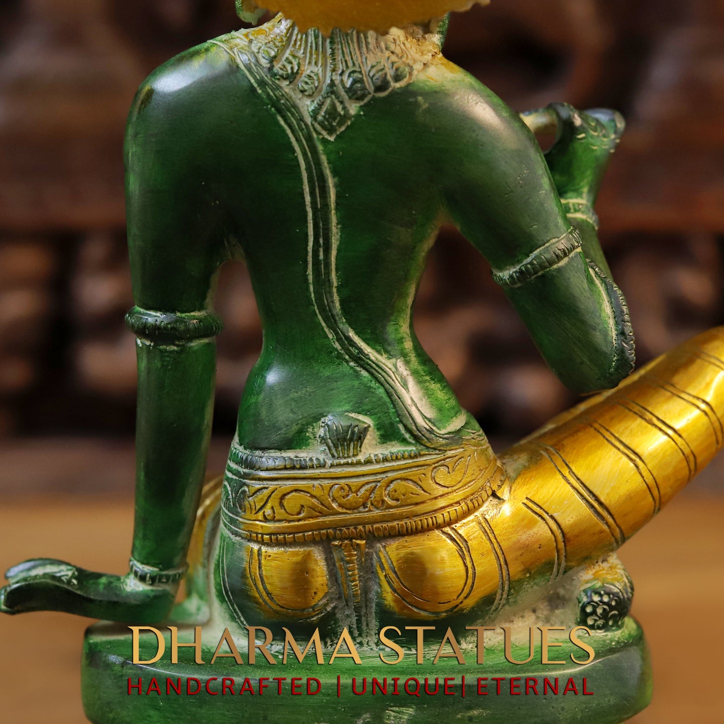 Brass Uma, Green Patina & Golden Finish, 12.5"