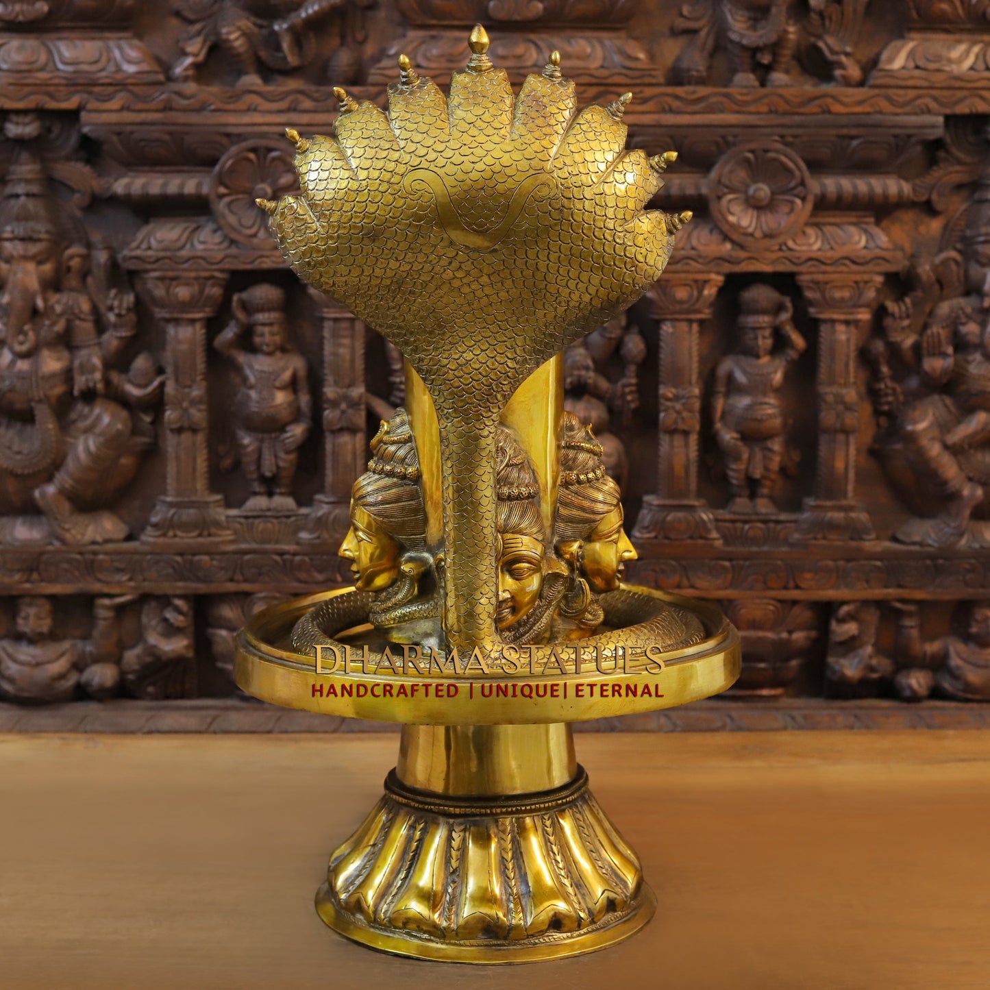 Brass MahaShiva Lingam With Shiva Head Engraved, Golden Finish, 25.5"