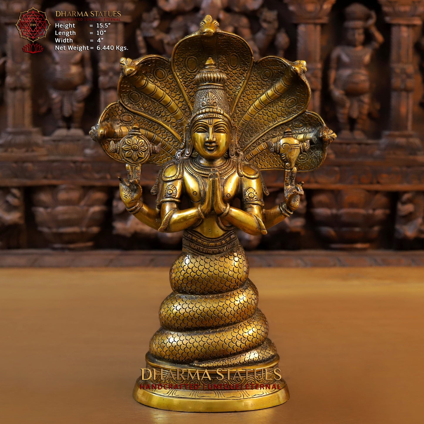 Brass Patanjali, Fine Golden Finish, 15.5"