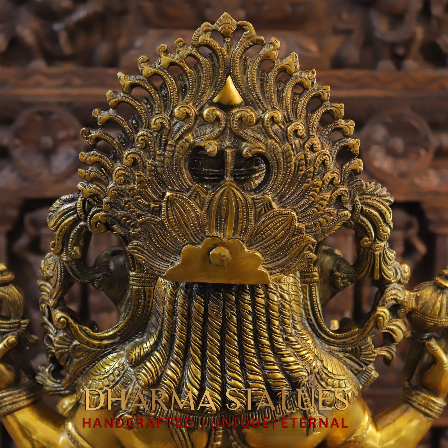 Brass Ganesh seated in Blessing Posture, Fine Golden Finish, 26"
