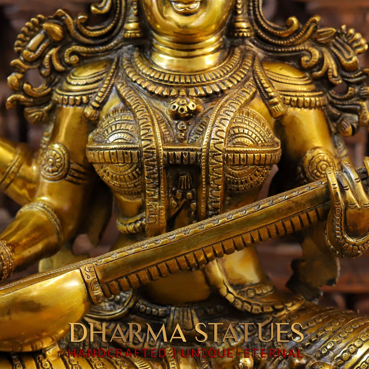 Brass Saraswati, Fine Golden Finish, 25"