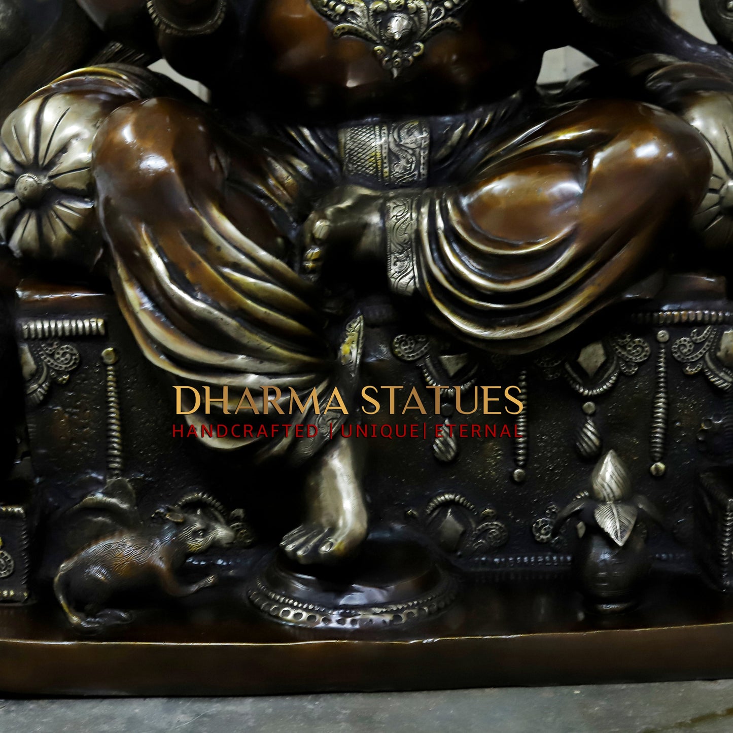 Brass Ganesh seated in Blessing Posture, Copper Finish, 52.5"